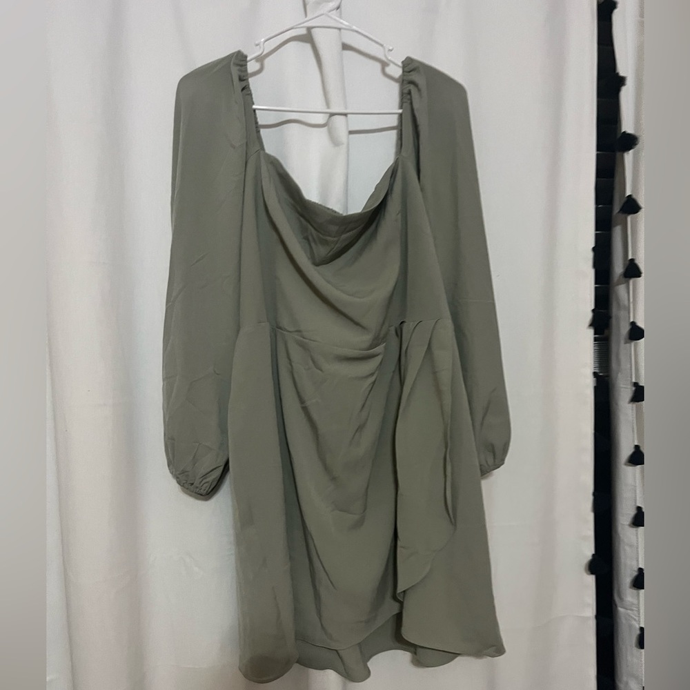 Abercrombie A&F sage green long sleeve shirt tulip dress